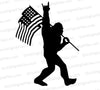 "Sasquatch Patriotic Rocker SVG graphic with American flag"