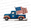 Vintage Blue Truck with American Flag Illustration png jpeg