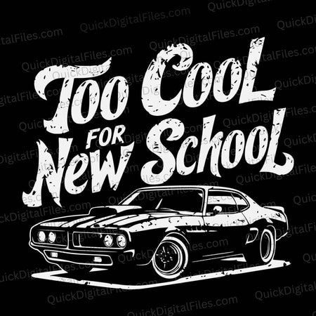 "Vintage muscle car t-shirt design in black and white."