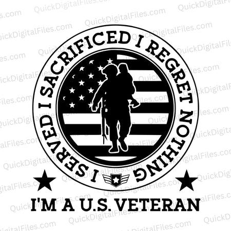 Patriotic US veteran SVG design celebrating military service and sacrifice.