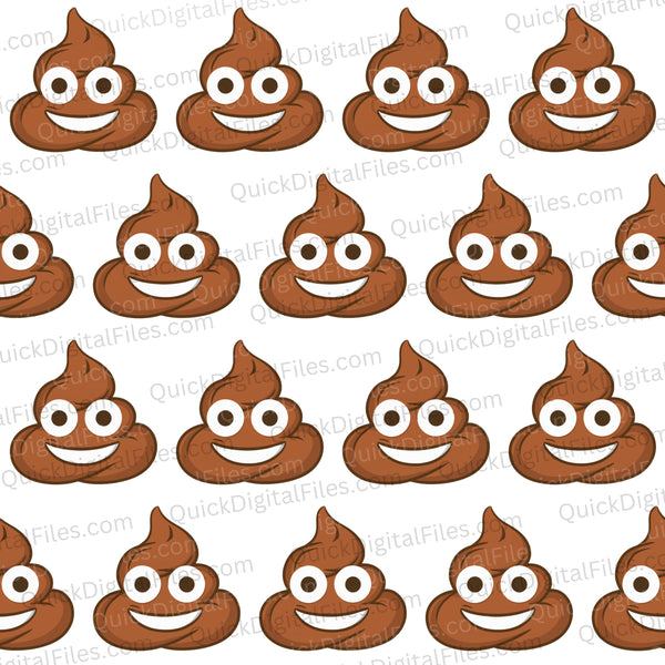 Funny poop emoji pattern in 4x4 size for DIY projects
