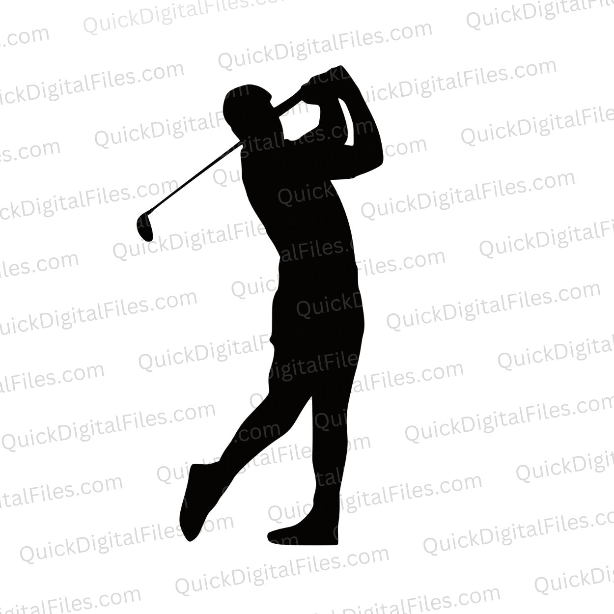 Golf Man Silhouette PNG Golf Player Swing Vector Design – Quick