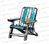 "Rustic wooden beach lawn chair graphic in PNG with transparent background."