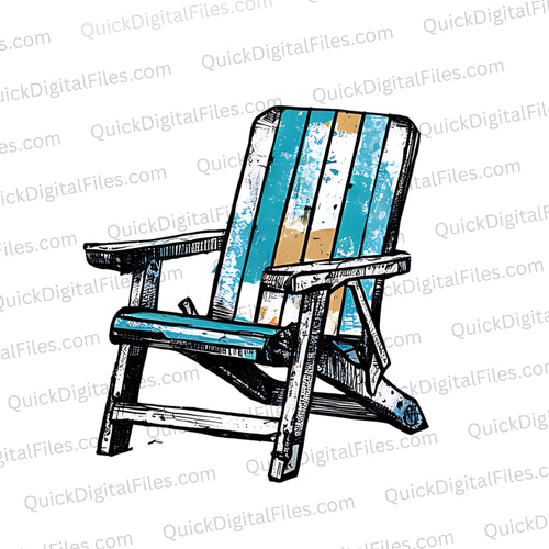 Rustic Wooden Beach Lawn Chair: PNG JPEG