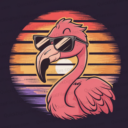 "Retro Pink Flamingo Illustration with Sunglasses"