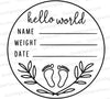 "Customizable newborn announcement card SVG with elegant cursive."