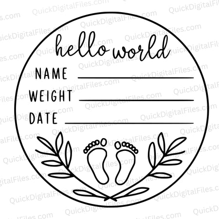 "Customizable newborn announcement card SVG with elegant cursive."