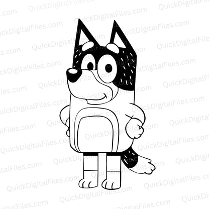 Bluey Dad Bandit SVG – Cartoon Dog Father Silhouette Vector for Crafts

