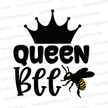 "Bold and vibrant queen bee graphic SVG for nature-inspired crafts."