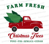 Farm fresh Christmas trees SVG with old truck and pine trees.
