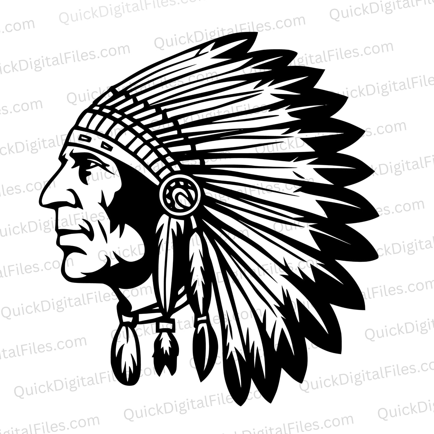 "Native American Chief Silhouette Illustration"