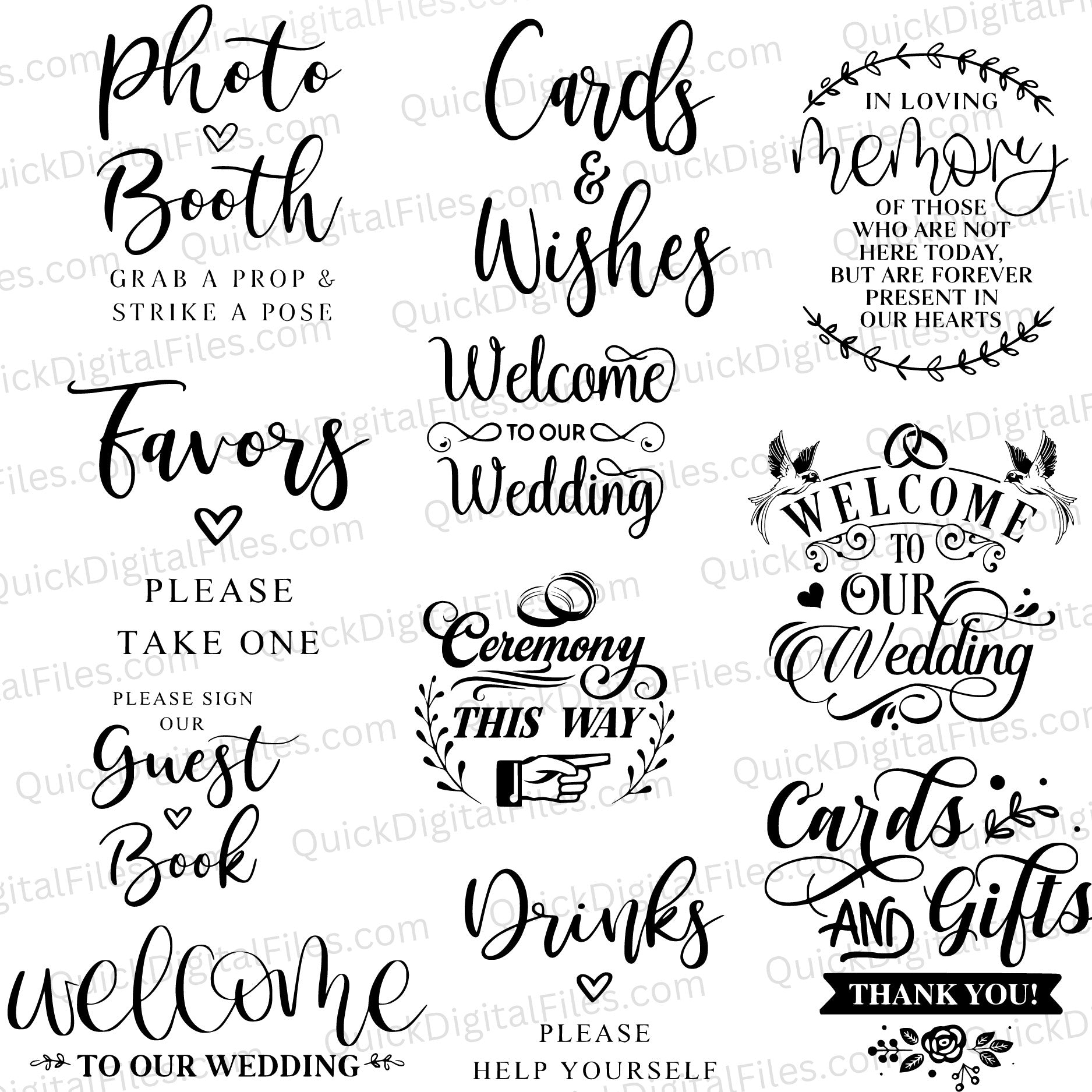 Elegant Wedding Themed SVG Sign Bundle - Customize Your Big Day