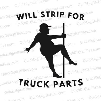 Playful stripper pole man JPEG for truck decals and apparel.