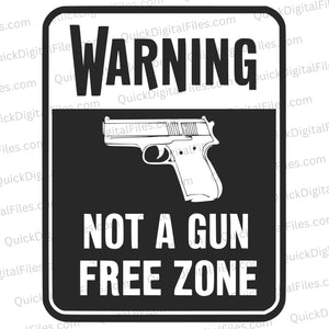 "SVG of warning sign with pistol indicating not a gun-free zone."