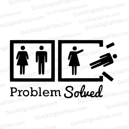 Empowering digital design featuring a silhouette of a breakup scene with the text "Problem Solved."