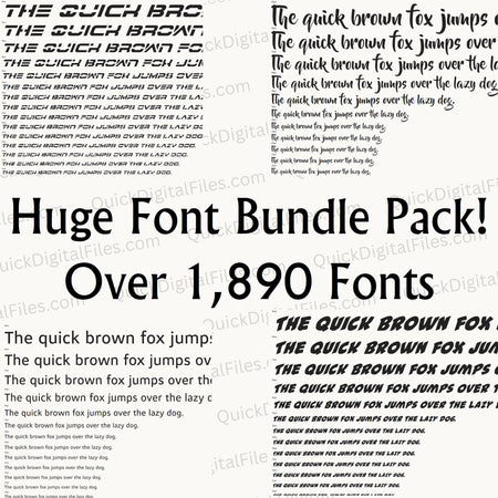 "Huge Font Bundle Pack - 1,890 Fonts Digital Download"