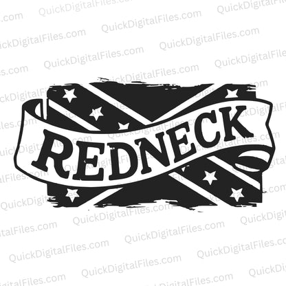 "Vintage REDNECK Banner with Confederate Flag SVG"