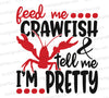 "Feed Me Crawfish SVG in black and red for seafood lovers."