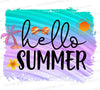 Free "Hello Summer" JPEG with colorful swirling background download