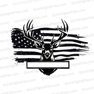 Deer Hunting SVG with American Flag Backdrop