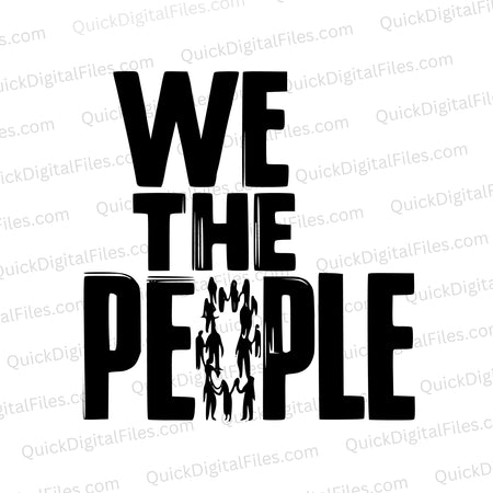 Symbol of unity: "We the People" with people-shaped "O"