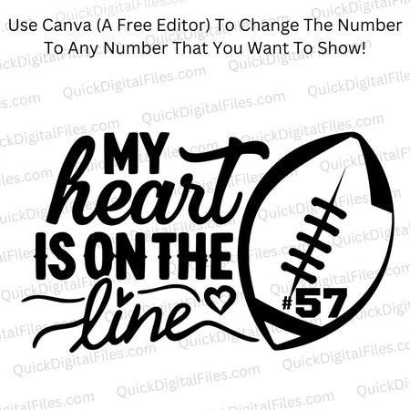 Custom Football Mom Canva Template in Black for PNG Download
