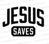 Jesus Saves SVG in bold silhouette style for engraving or crafting.
