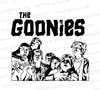 "The Goonies Kids" character outline SVG graphic in black and white.