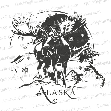 "Alaska Moose" Monochromatic Graphic SVG