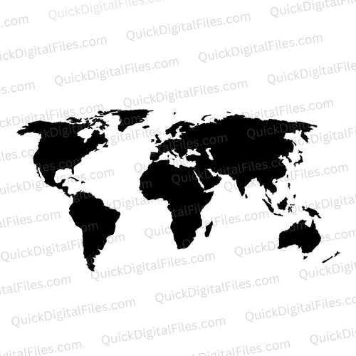 World Map Silhouette: SVG DXF PNG