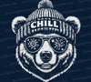 Chill Grizzly Bear Face with Stocking Hat and Sunglasses PNG