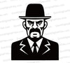 "Simple black illustration of a mafia gangster head bust in SVG, PNG, JPEG."