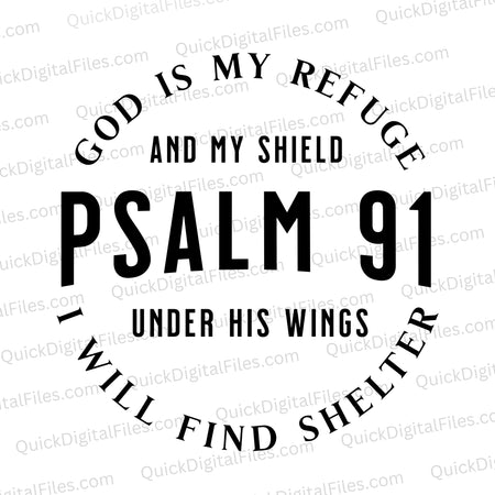 "God Is My Refuge Circular Christian Text Graphic SVG, PNG, JPEG, PDF"