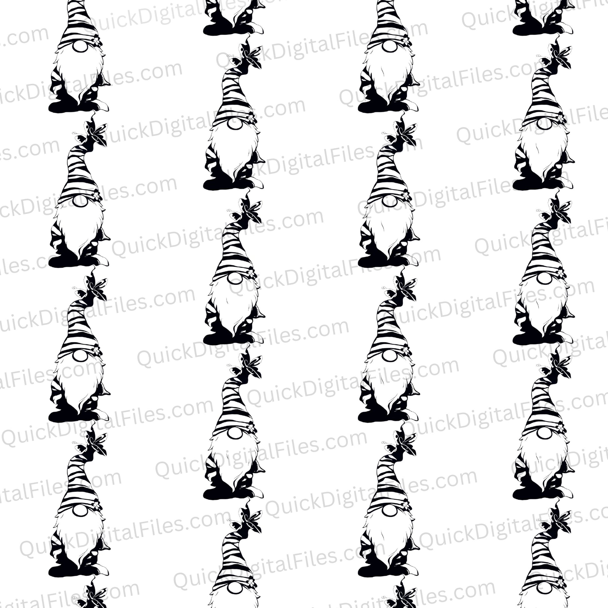 "Whimsical Gnome Seamless Pattern PNG and SVG"