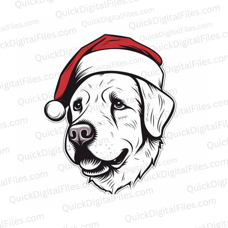 Dog with Red Santa Hat: PNG