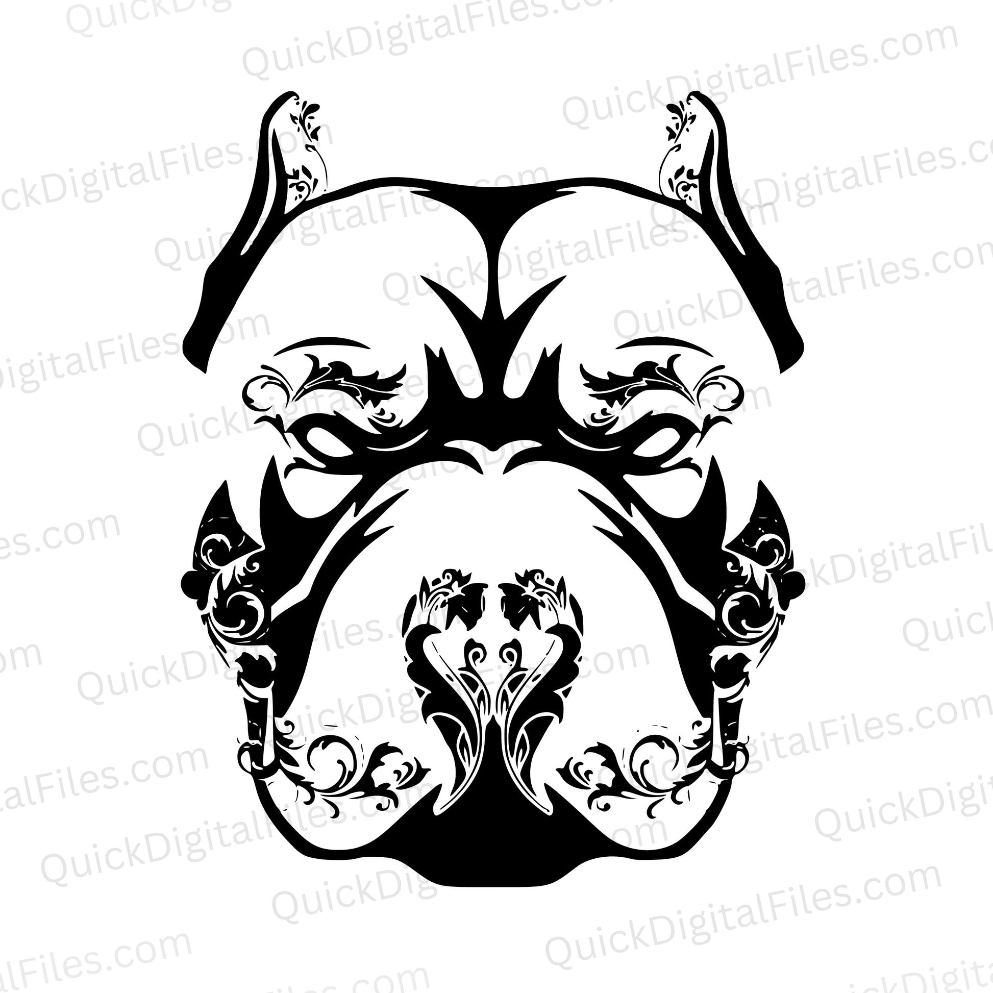 "Floral Finesse Pit Bull" silhouette SVG graphic with girly touch