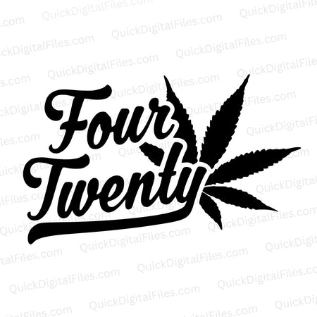 "4/20 celebration black and white pot leaf design download."