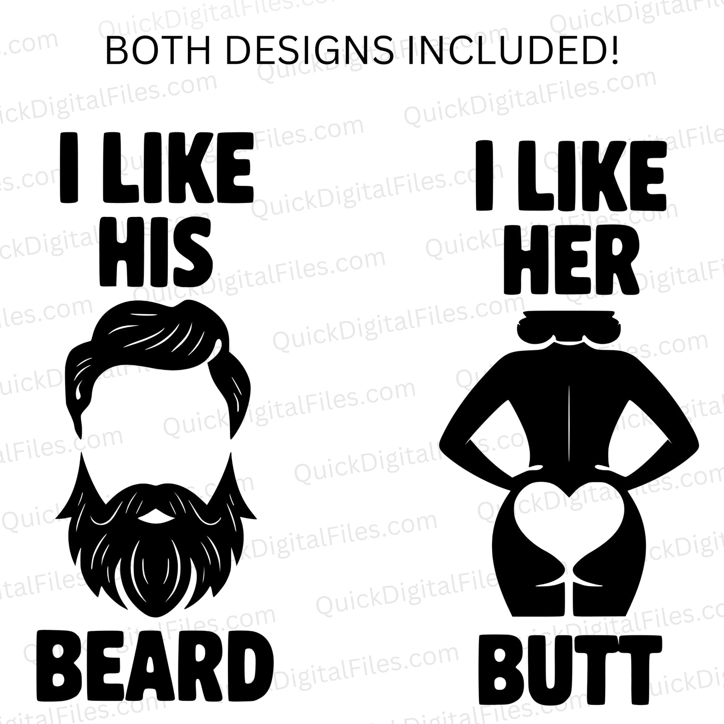 I Like His Beard, I Like Her Butt SVG – Funny Couple Silhouette Design

