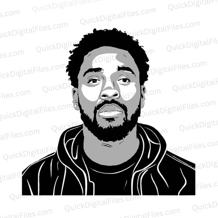 Creative black, white, and grayscale abstract art celebrating Kendrick Lamar.
