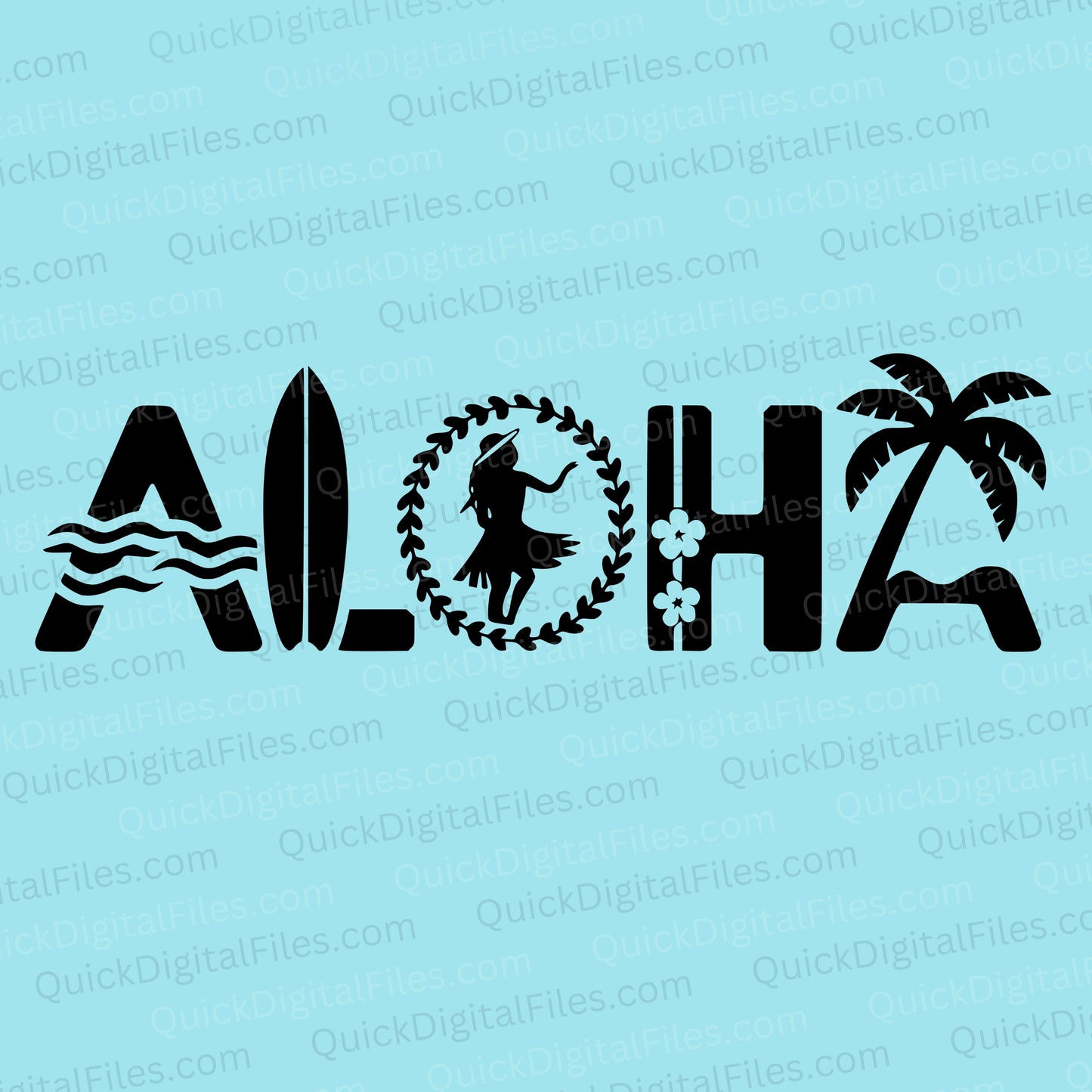 Aloha SVG tropical Hawaiian silhouette design
