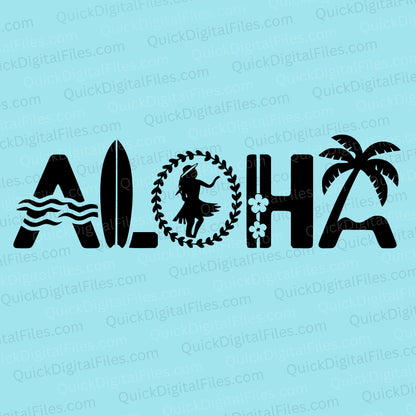 Aloha SVG tropical Hawaiian silhouette design

