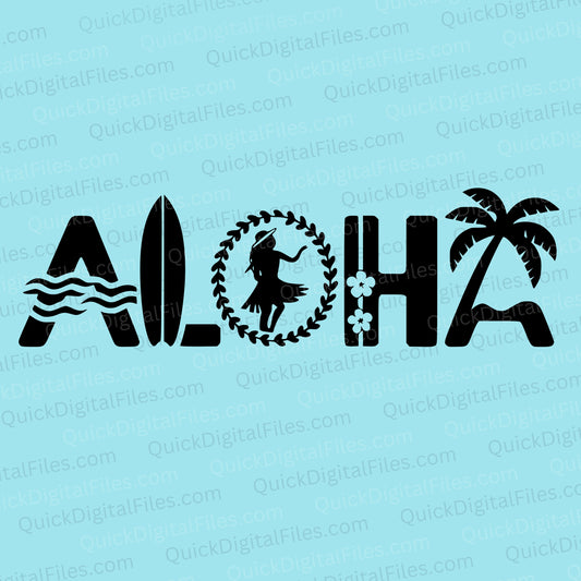Aloha SVG tropical Hawaiian silhouette design
