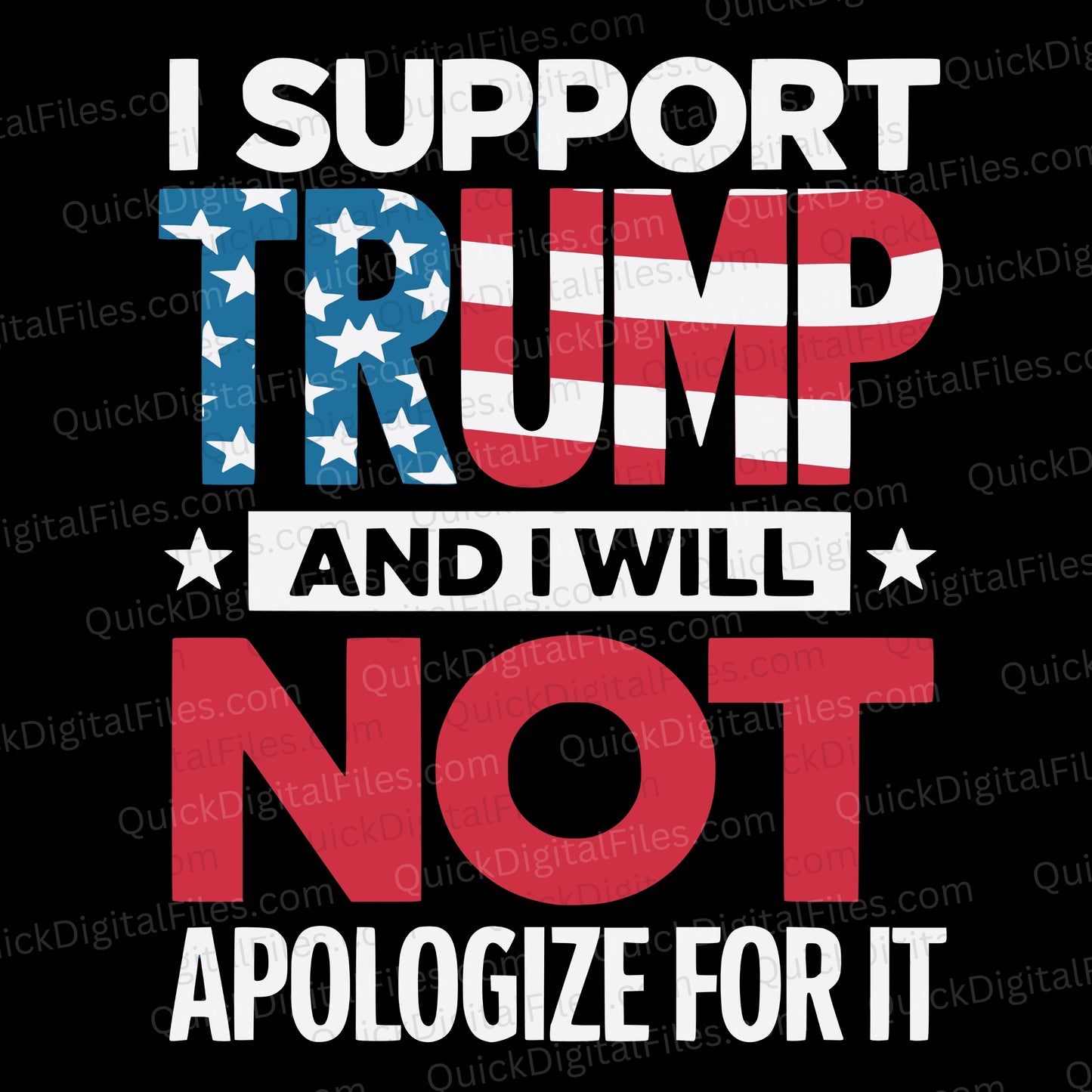 I Support Trump PNG – Patriotic Design With American Flag Text