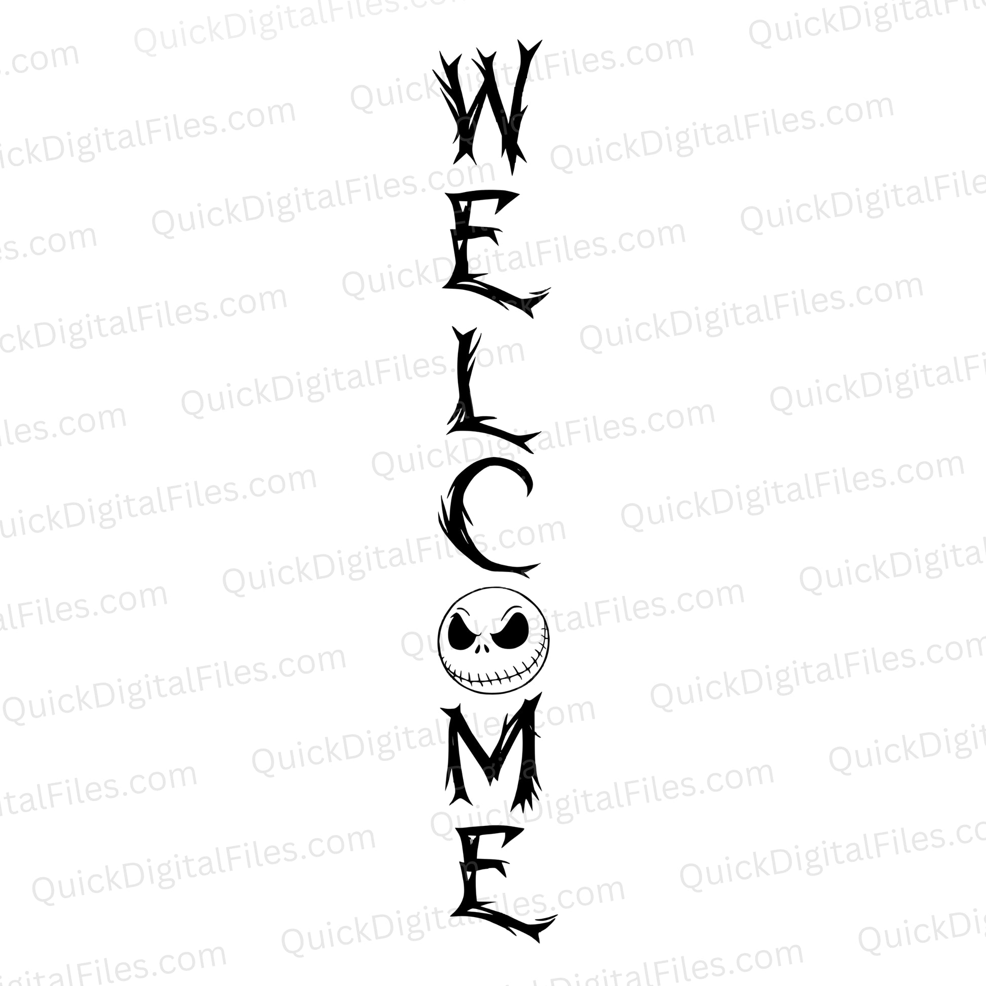Jack Skellington Welcome Sign SVG | Gothic Halloween Porch Decor
