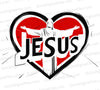 Black and red heart with Jesus silhouette SVG design download