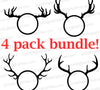 Reindeer Monograms - 4 Pack Bundle: PNG DXF SVG