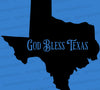 Texas silhouette with "God Bless Texas" text PNG
