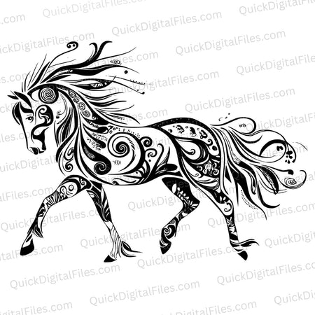 Ornate Galloping Horse SVG
