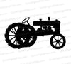 Old tractor silhouette in side profile with spoked wheels
