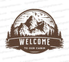 "Scenic Mountain Range Cabin Welcome Emblem SVG, PNG, JPEG"